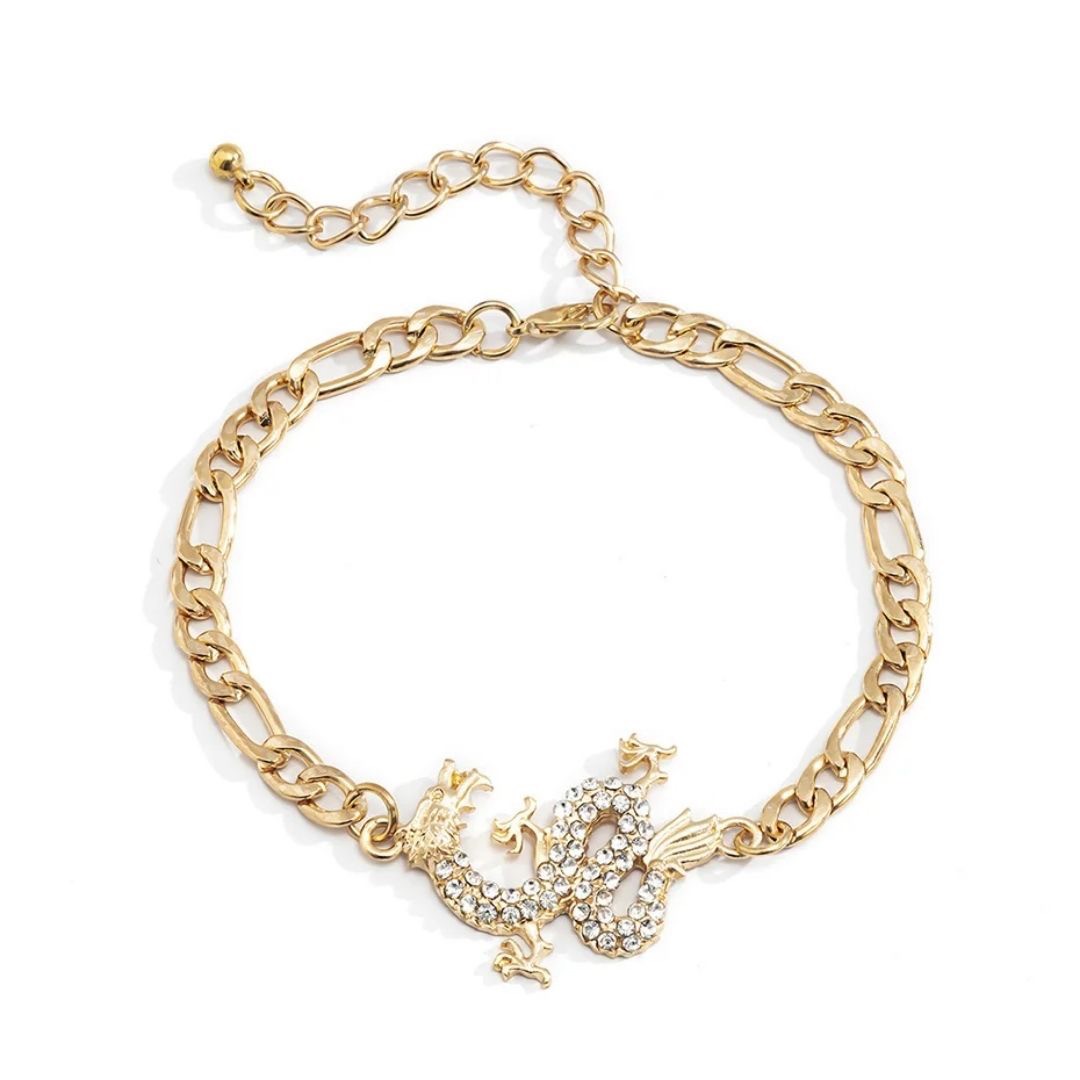 ブレスレット | クリスタルドラゴン ブレスレット | ゴールド＆シルバー | 男女兼用ジュエリー