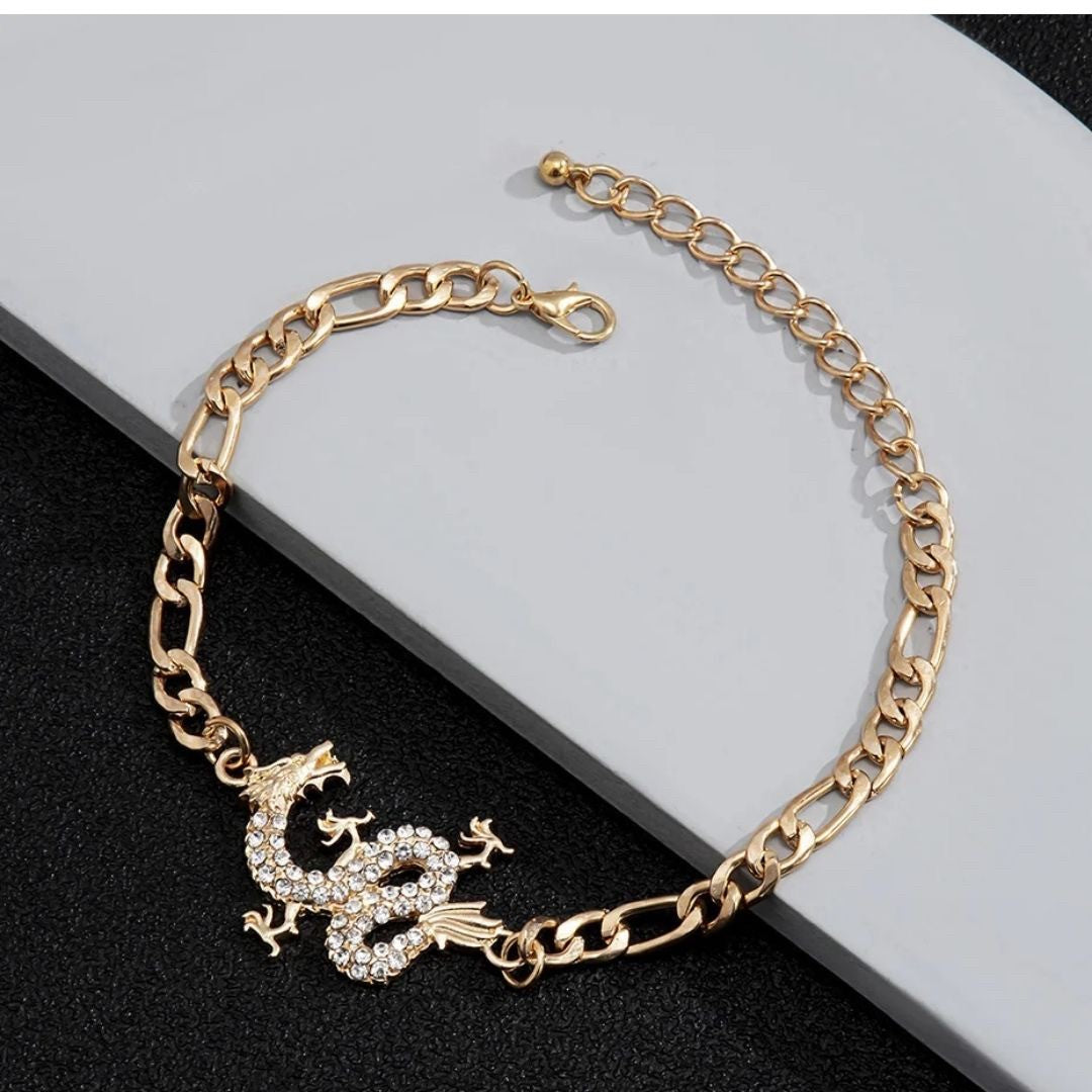 ブレスレット | クリスタルドラゴン ブレスレット | ゴールド＆シルバー | 男女兼用ジュエリー