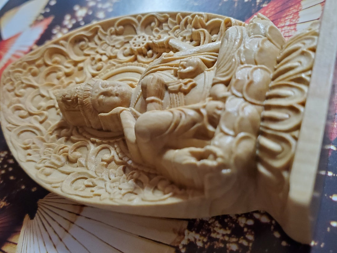 風水 インテリア | 桧木製如意輪観音座像 - 縁起物・開運置物