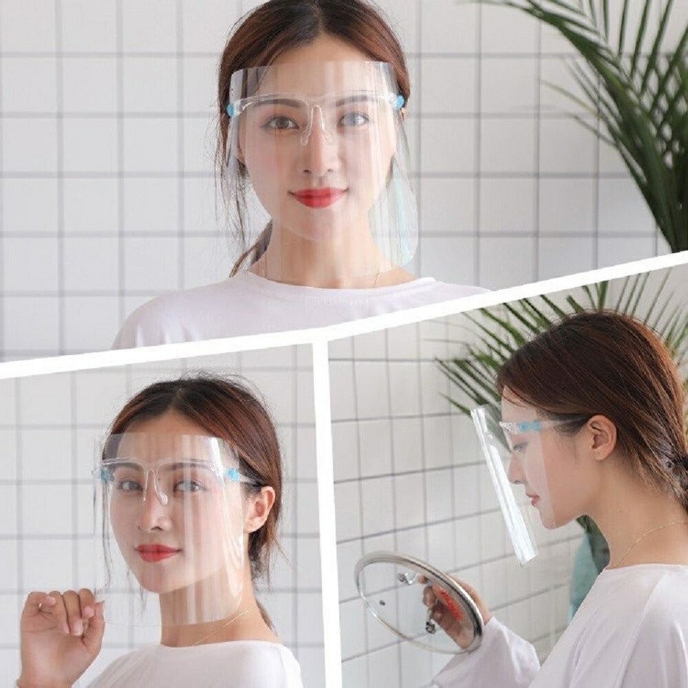 マスク | フェイスシールド メガネ型 交換用シールド付き クリア軽量PC素材