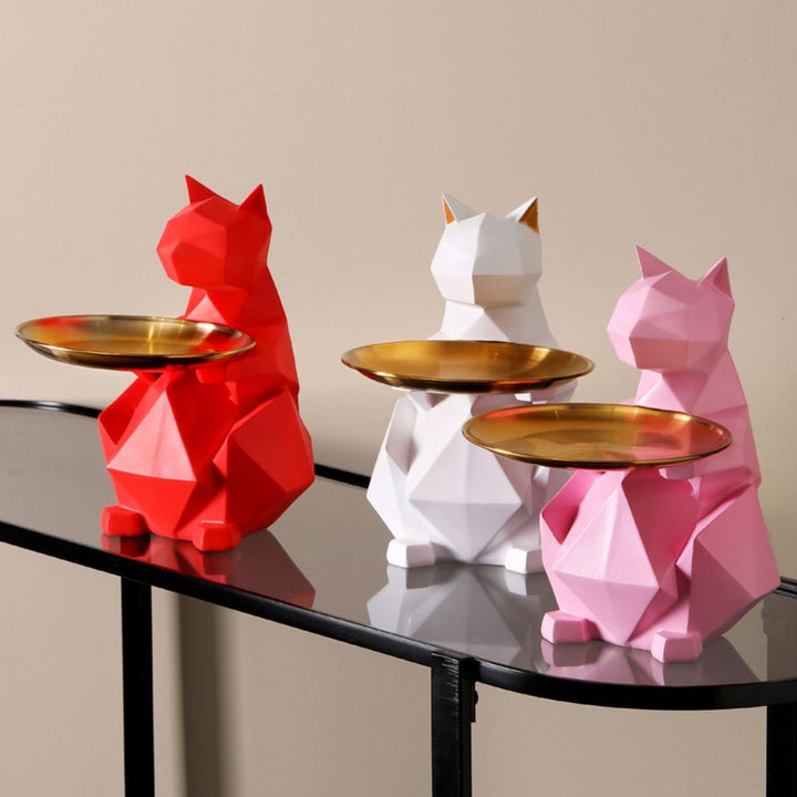 インテリア オブジェ | ポリゴン猫の小物入れ - シンプルでおしゃれなインテリア収納