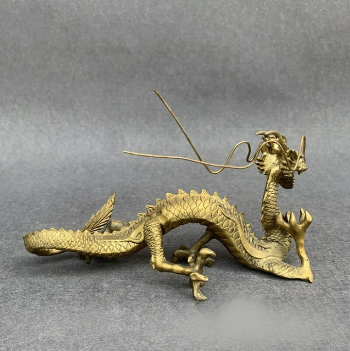 風水 インテリア | 開運クリスタル龍置物 - 真鍮製
