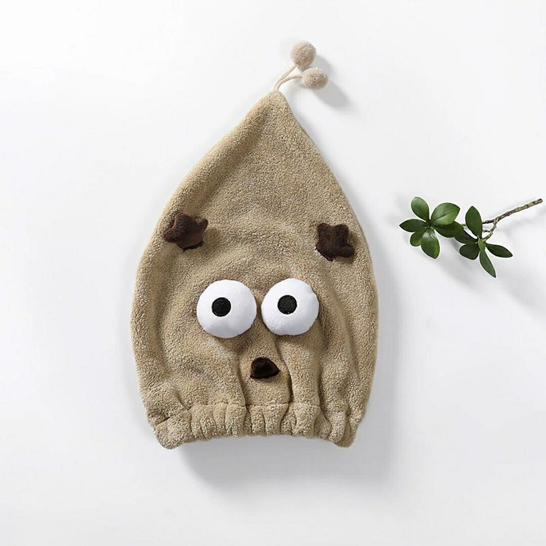 小物 その他 | 速乾ヘアタオル ネコ＆トナカイデザイン 髪を優しく包むボタン付き