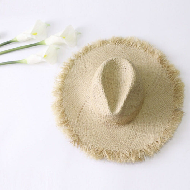 キャップ | レディースつば広麦わらハット フリンジ付き リゾート向け