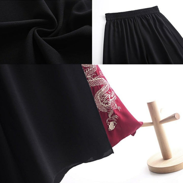 ボトムス 女性 | 龍刺繍ワイド袴パンツ 和風デザイン