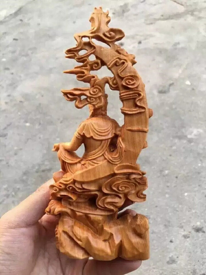 風水 インテリア | ツゲ木彫り観音像 置物 風水開運