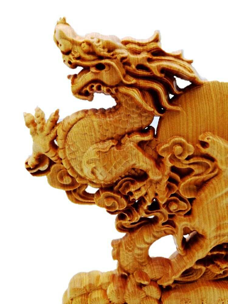 風水 インテリア | 木彫りドラゴン風水置物 - 龍馬精神・開運厄除け
