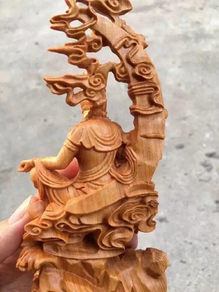 風水 インテリア | ツゲ木彫り観音像 置物 風水開運