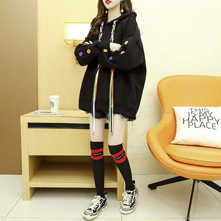 パーカー 女性 | カラフルフード紐のボリュームパーカー ユニセックス