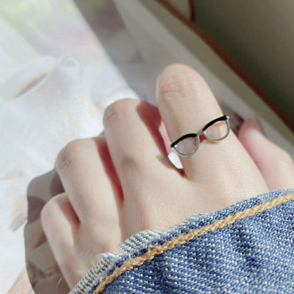 リング | 黒ぶち眼鏡デザインリング | 男女兼用アクセサリー