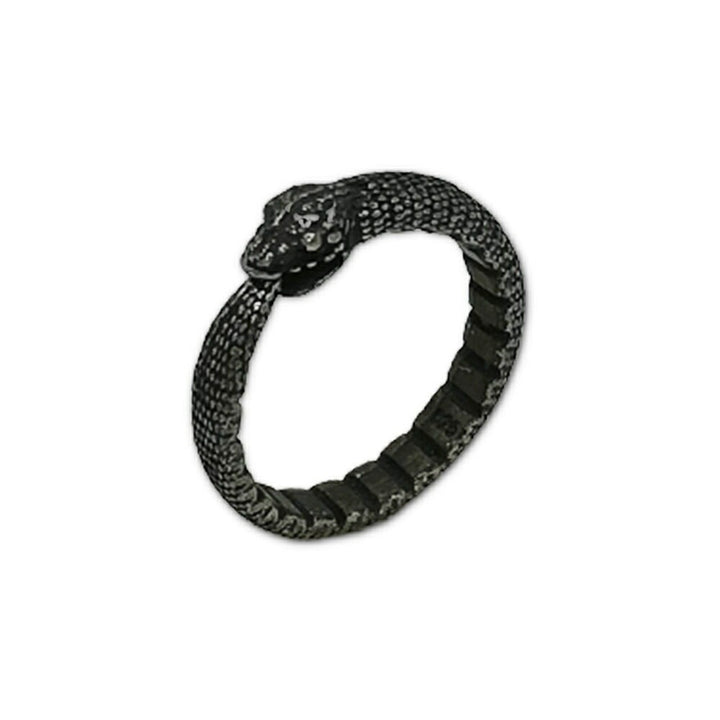 リング | ウロボロス スネークリング ブラック燻し風仕上げ - メンズ＆レディース向け