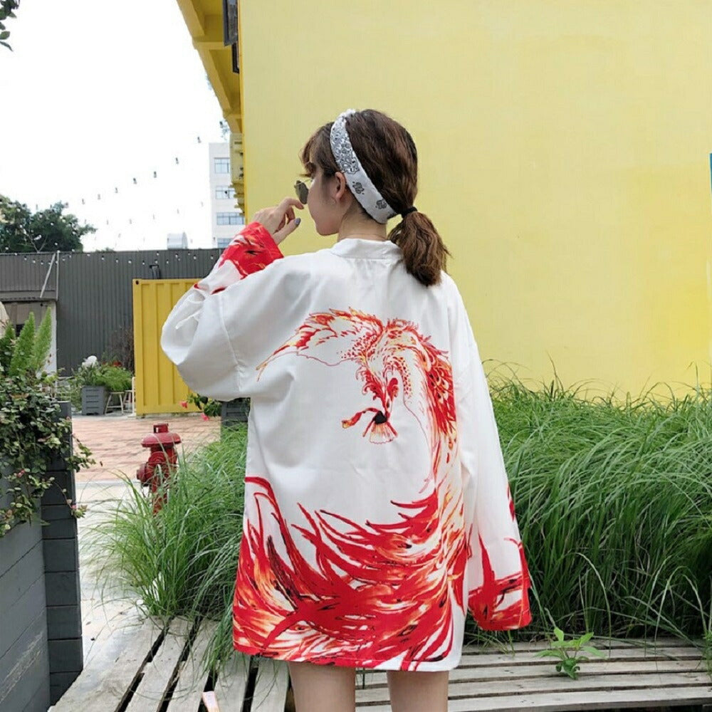 はっぴ | 鳳凰柄和風羽織り - 夏祭り用ハッピカーディガン